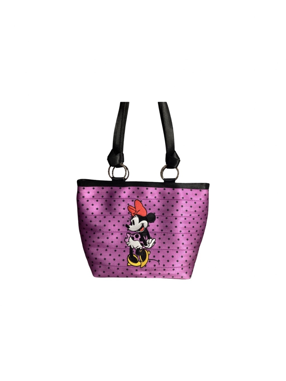 Harvey’s Seatbelt x Disney Minnie Mouse Purple Black Dots Carriage Ring Tote Bag